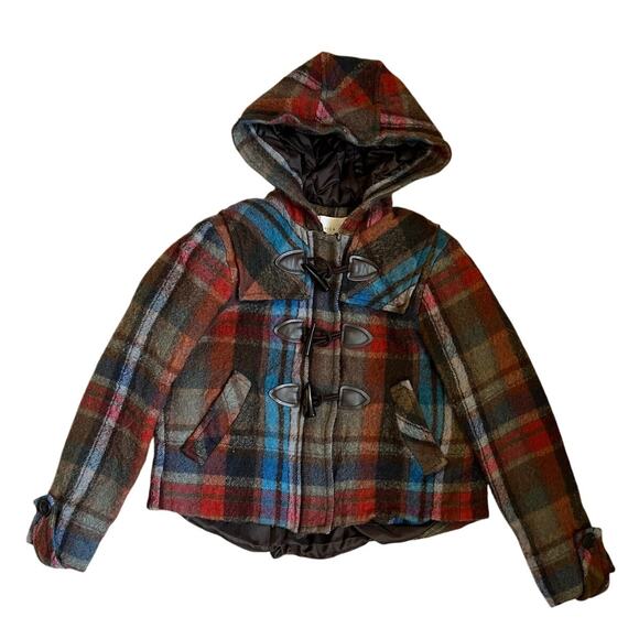 Veronica Beard Ianna Plaid Virgin Wool Duffle Coat Size 6 - Picture 1 of 6